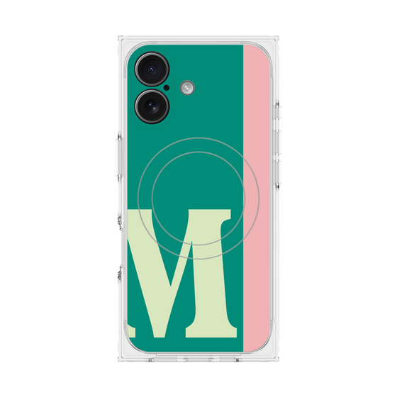 プレミアムスクエアケース with MagSafe［ オリジナル - initial color line - M green ］