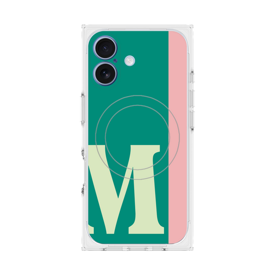 プレミアムスクエアケース with MagSafe［ オリジナル - initial color line - M green ］