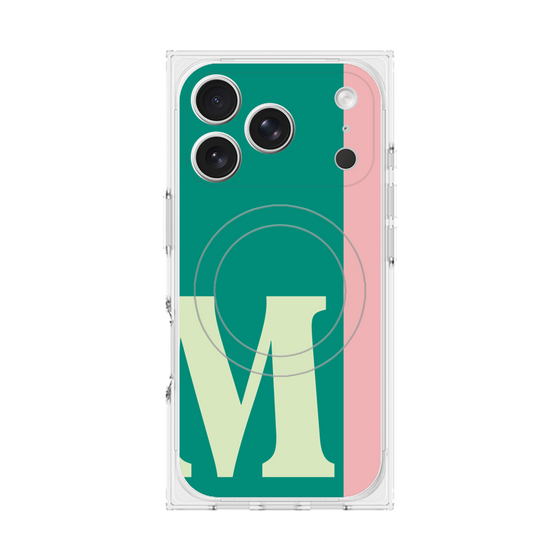 プレミアムスクエアケース with MagSafe［ オリジナル - initial color line - M green ］