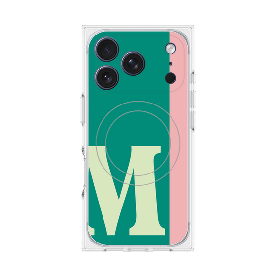 プレミアムスクエアケース with MagSafe［ オリジナル - initial color line - M green ］