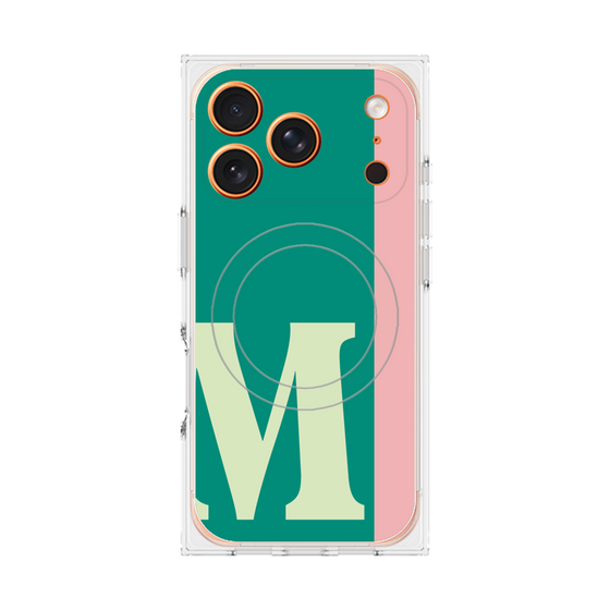 プレミアムスクエアケース with MagSafe［ オリジナル - initial color line - M green ］