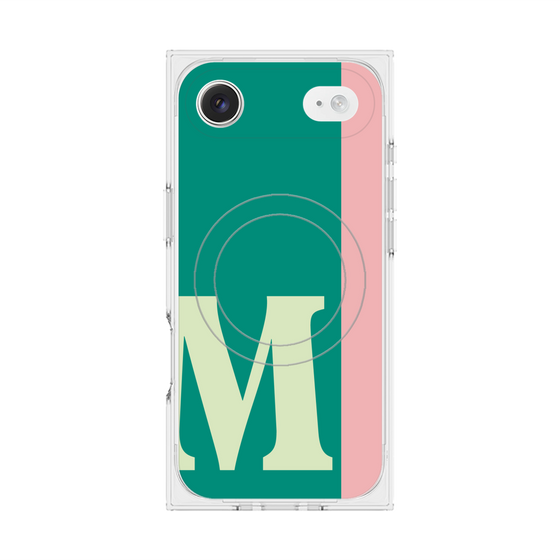 プレミアムスクエアケース with MagSafe［ オリジナル - initial color line - M green ］