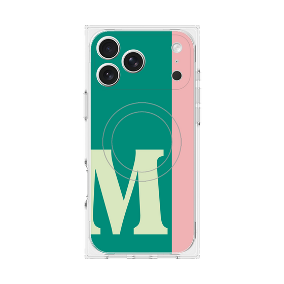 プレミアムスクエアケース with MagSafe［ オリジナル - initial color line - M green ］
