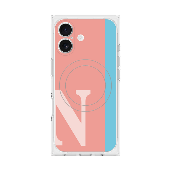 プレミアムスクエアケース with MagSafe［ オリジナル - initial color line - N pink ］
