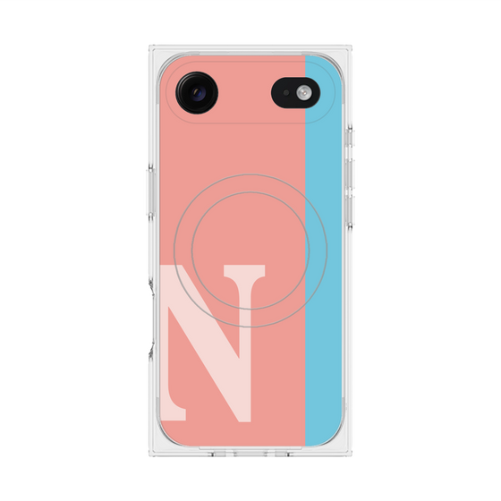 プレミアムスクエアケース with MagSafe［ オリジナル - initial color line - N pink ］