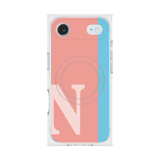 プレミアムスクエアケース with MagSafe［ オリジナル - initial color line - N pink ］