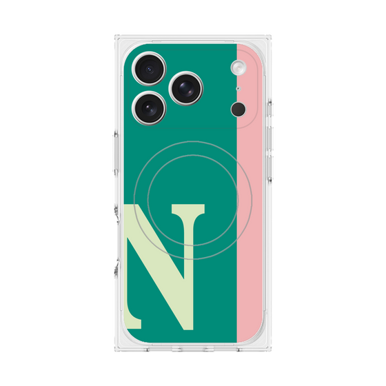 プレミアムスクエアケース with MagSafe［ オリジナル - initial color line - N green ］