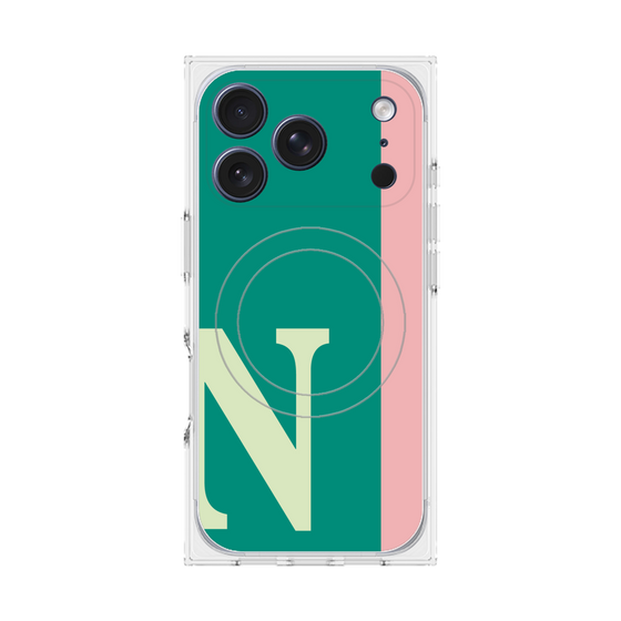 プレミアムスクエアケース with MagSafe［ オリジナル - initial color line - N green ］
