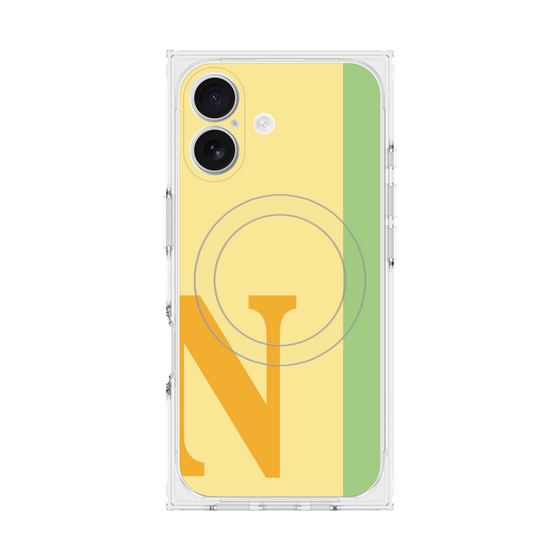 プレミアムスクエアケース with MagSafe［ オリジナル - initial color line - N yellow ］