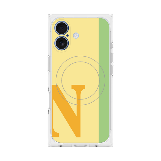 プレミアムスクエアケース with MagSafe［ オリジナル - initial color line - N yellow ］