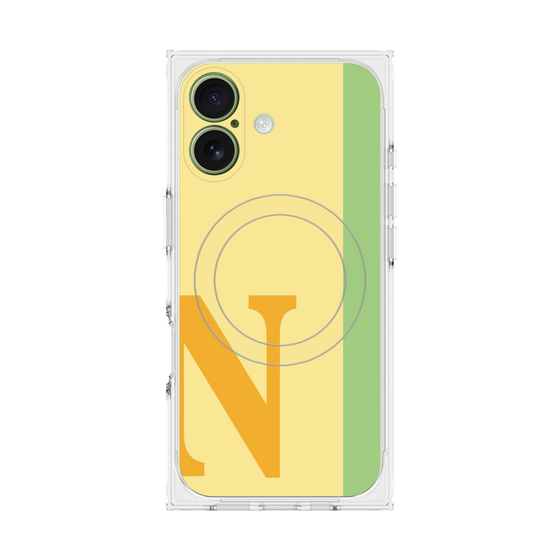 プレミアムスクエアケース with MagSafe［ オリジナル - initial color line - N yellow ］