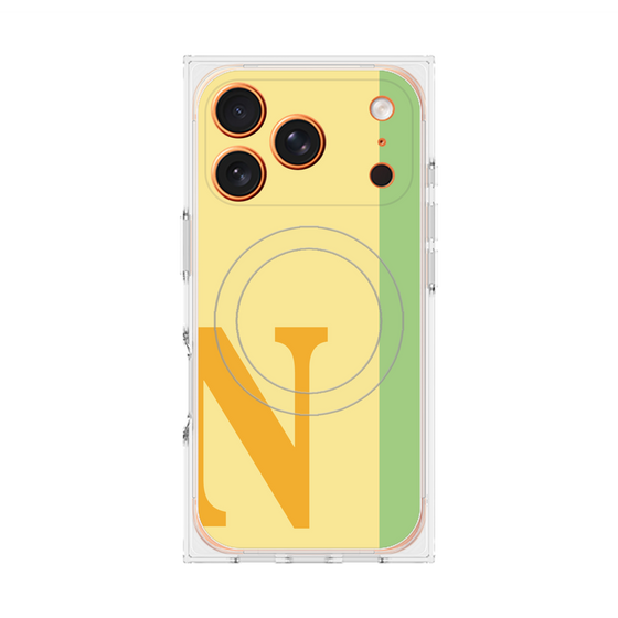 プレミアムスクエアケース with MagSafe［ オリジナル - initial color line - N yellow ］