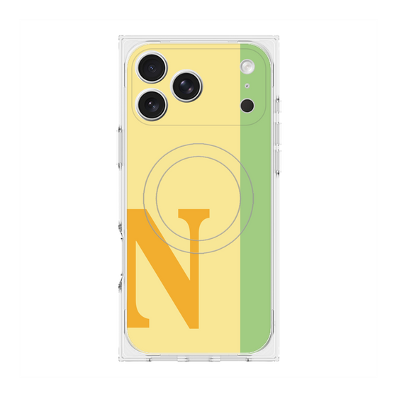 プレミアムスクエアケース with MagSafe［ オリジナル - initial color line - N yellow ］