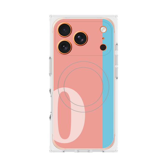 プレミアムスクエアケース with MagSafe［ オリジナル - initial color line - O pink ］