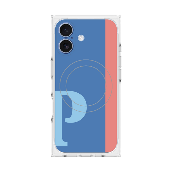 プレミアムスクエアケース with MagSafe［ オリジナル - initial color line - P blue ］