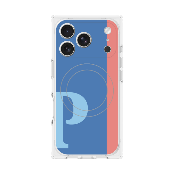 プレミアムスクエアケース with MagSafe［ オリジナル - initial color line - P blue ］