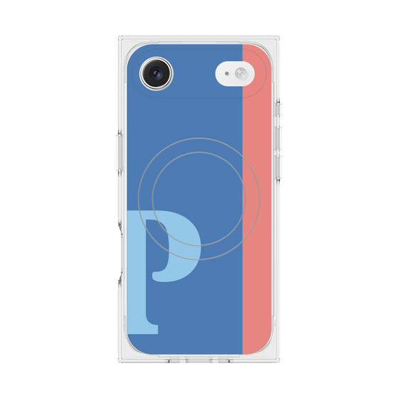 プレミアムスクエアケース with MagSafe［ オリジナル - initial color line - P blue ］