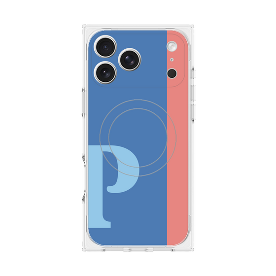 プレミアムスクエアケース with MagSafe［ オリジナル - initial color line - P blue ］
