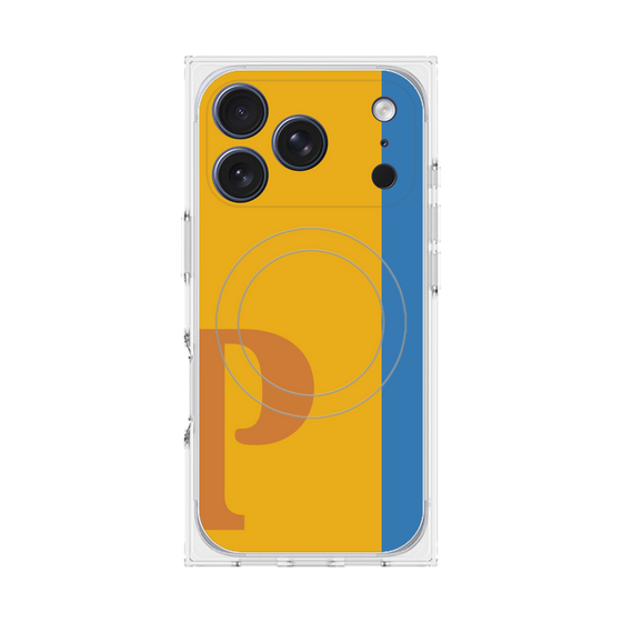プレミアムスクエアケース with MagSafe［ オリジナル - initial color line - P orange ］