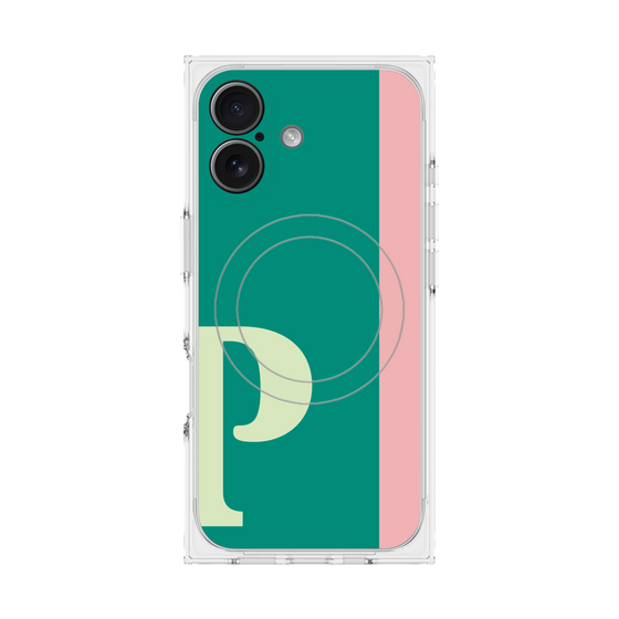 プレミアムスクエアケース with MagSafe［ オリジナル - initial color line - P green ］