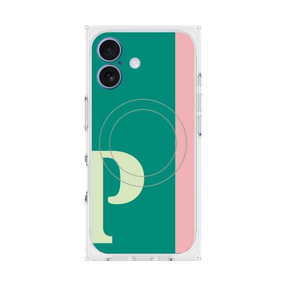 プレミアムスクエアケース with MagSafe［ オリジナル - initial color line - P green ］