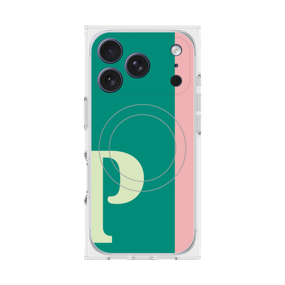 プレミアムスクエアケース with MagSafe［ オリジナル - initial color line - P green ］