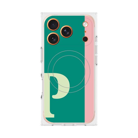 プレミアムスクエアケース with MagSafe［ オリジナル - initial color line - P green ］