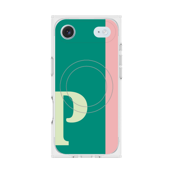 プレミアムスクエアケース with MagSafe［ オリジナル - initial color line - P green ］