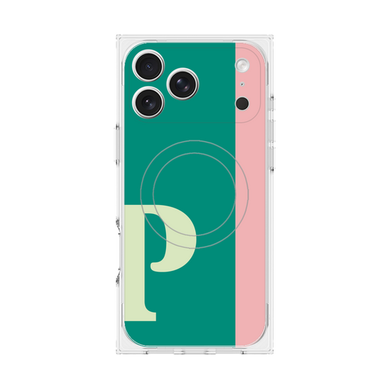 プレミアムスクエアケース with MagSafe［ オリジナル - initial color line - P green ］