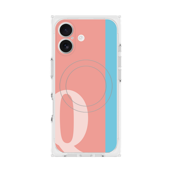 プレミアムスクエアケース with MagSafe［ オリジナル - initial color line - Q pink ］