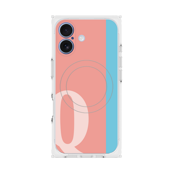 プレミアムスクエアケース with MagSafe［ オリジナル - initial color line - Q pink ］