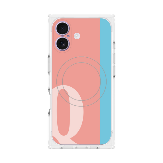 プレミアムスクエアケース with MagSafe［ オリジナル - initial color line - Q pink ］