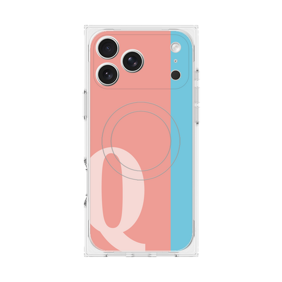 プレミアムスクエアケース with MagSafe［ オリジナル - initial color line - Q pink ］
