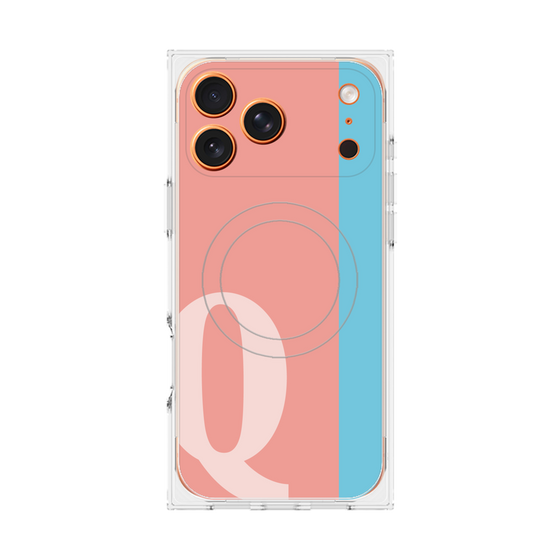 プレミアムスクエアケース with MagSafe［ オリジナル - initial color line - Q pink ］