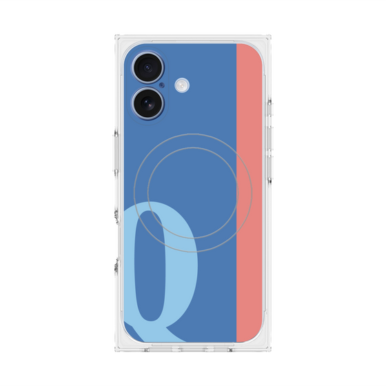 プレミアムスクエアケース with MagSafe［ オリジナル - initial color line - Q blue ］