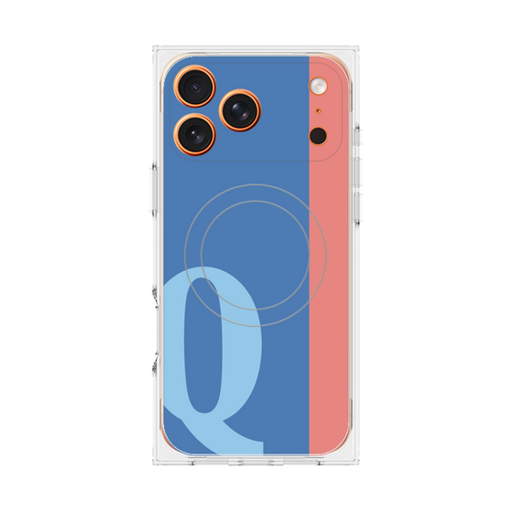 プレミアムスクエアケース with MagSafe［ オリジナル - initial color line - Q blue ］