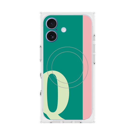 プレミアムスクエアケース with MagSafe［ オリジナル - initial color line - Q green ］