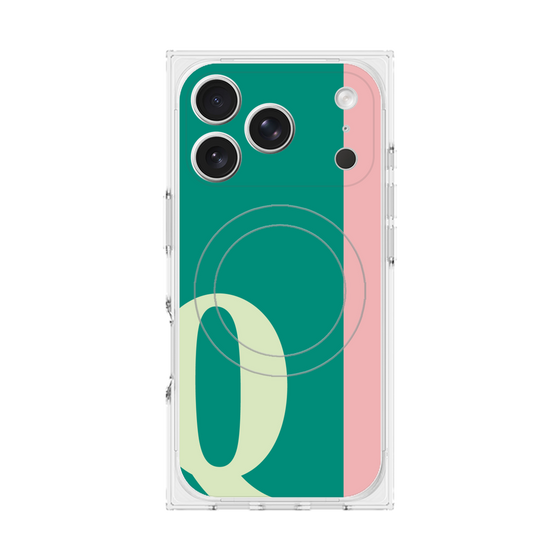 プレミアムスクエアケース with MagSafe［ オリジナル - initial color line - Q green ］