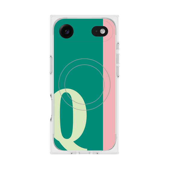 プレミアムスクエアケース with MagSafe［ オリジナル - initial color line - Q green ］
