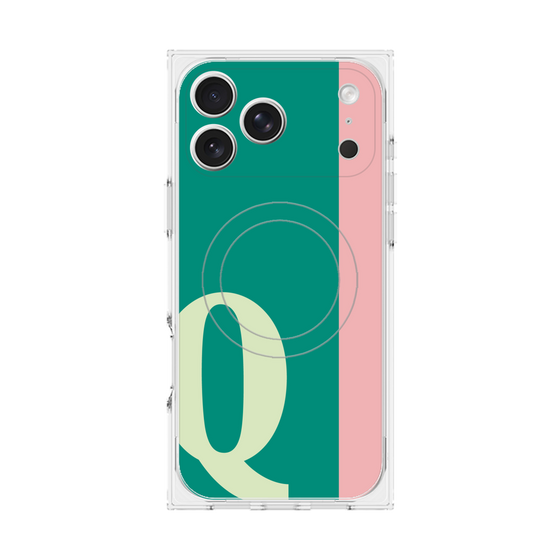 プレミアムスクエアケース with MagSafe［ オリジナル - initial color line - Q green ］