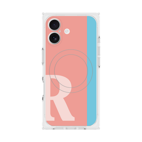 プレミアムスクエアケース with MagSafe［ オリジナル - initial color line - R pink ］