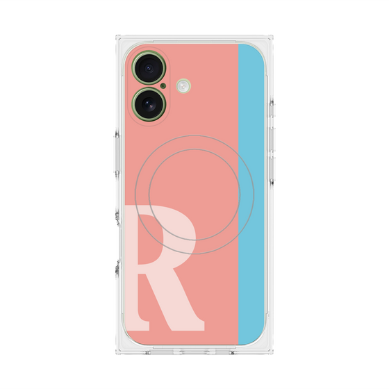 プレミアムスクエアケース with MagSafe［ オリジナル - initial color line - R pink ］