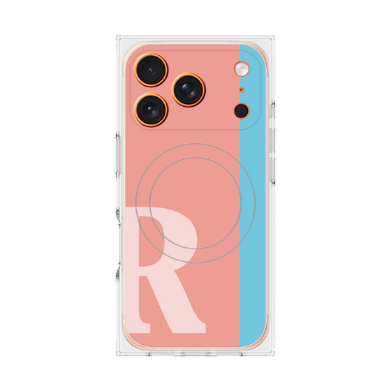 プレミアムスクエアケース with MagSafe［ オリジナル - initial color line - R pink ］