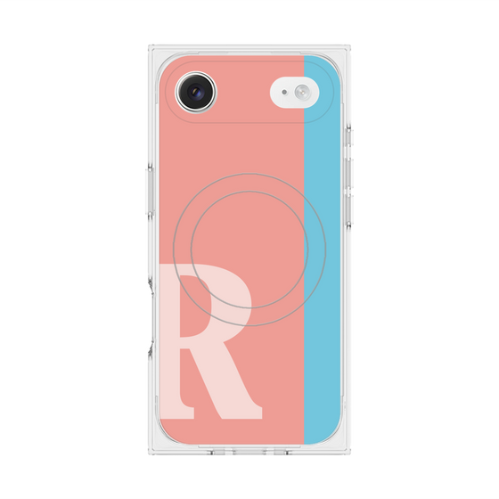 プレミアムスクエアケース with MagSafe［ オリジナル - initial color line - R pink ］