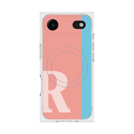 プレミアムスクエアケース with MagSafe［ オリジナル - initial color line - R pink ］