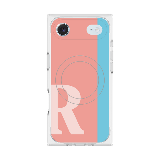 プレミアムスクエアケース with MagSafe［ オリジナル - initial color line - R pink ］