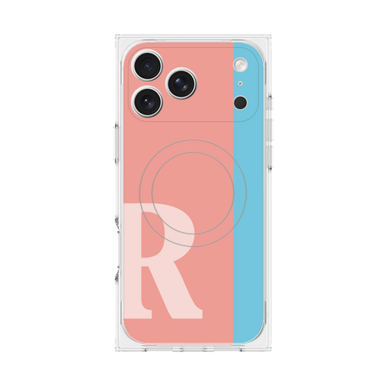 プレミアムスクエアケース with MagSafe［ オリジナル - initial color line - R pink ］