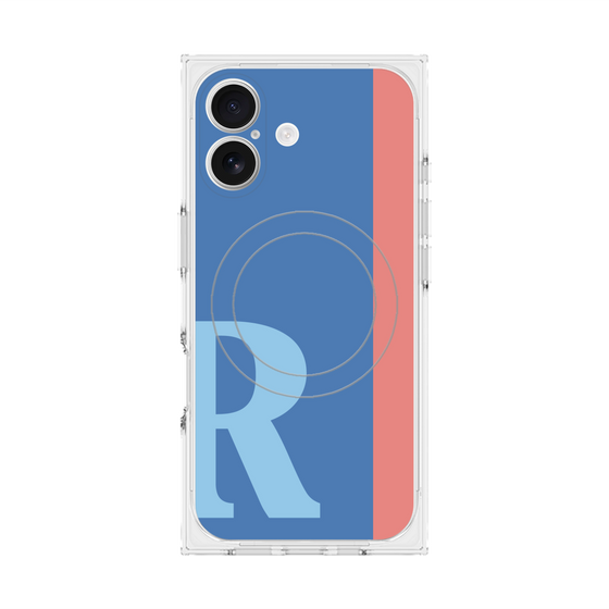 プレミアムスクエアケース with MagSafe［ オリジナル - initial color line - R blue ］