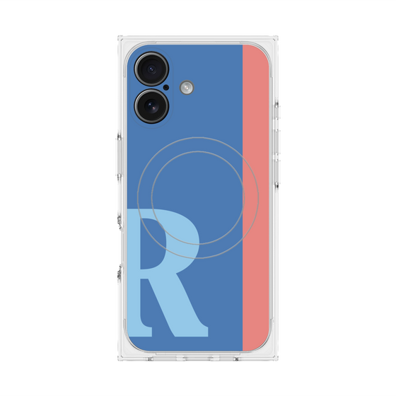 プレミアムスクエアケース with MagSafe［ オリジナル - initial color line - R blue ］
