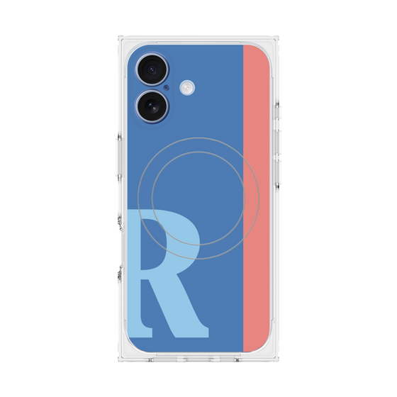 プレミアムスクエアケース with MagSafe［ オリジナル - initial color line - R blue ］